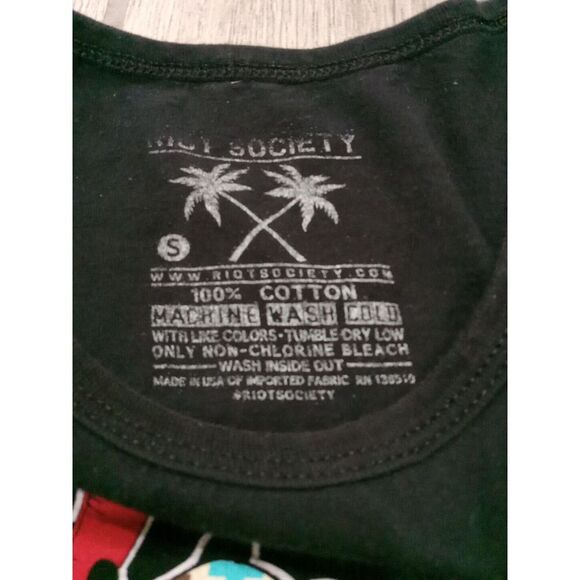 MENS RIOT SOCIETY DINOSAUR BEAR SLEEVELESS BLACK T-SHIRT SIZE S unique aztec - Picture 3 of 6